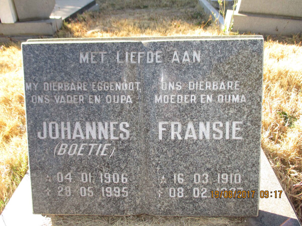 ? Johannes 1906-1995 &amp; Fransie 1910-1997