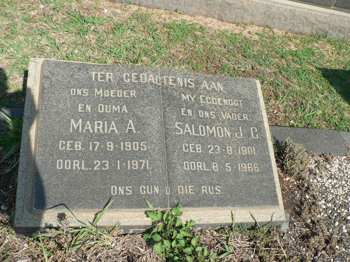 ? Salomon J.C. 1901-1966 &amp; Maria A. 1905-1971