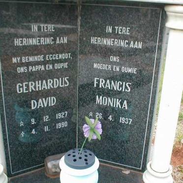 ? Gerhardus David 1927-1990 &amp; Francis Monika 1937-