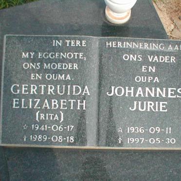 ? Johannes Jurie 1936-1997 &amp; Gertruida Elizabeth 1941-1989