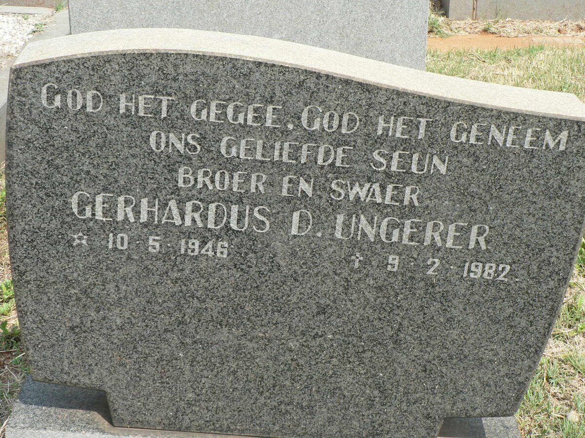 UNGERER Gerhardus D. 1946-1982