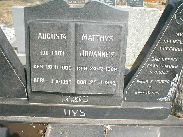 UYS Matthys Johannes 1906-1967 &amp; Augusta DU TOIT 1908-1996