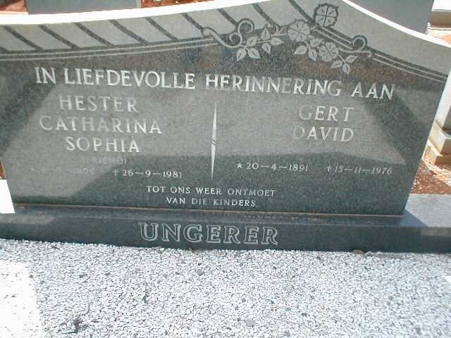 UNGERER Gert David 1891-1976 &amp; Hester Catharina Sophia FRIEND 1896-1981