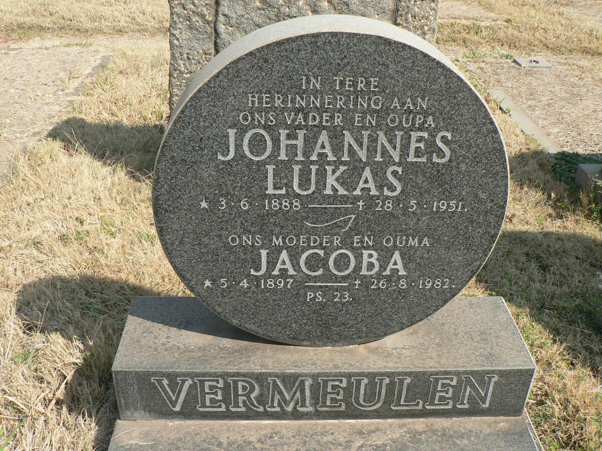 VERMEULEN Johannes Lukas 1888-1951 &amp; Jacoba 1897-1982