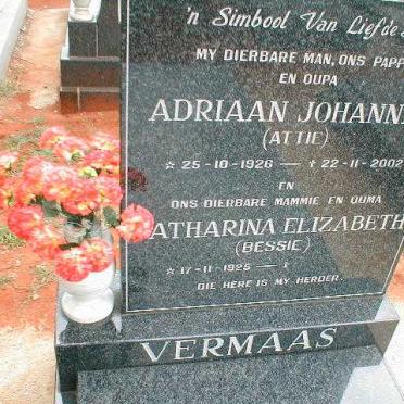 VERMAAS Adriaan Johannes 1926-2002 &amp; Catharina Elizabeth 1925-