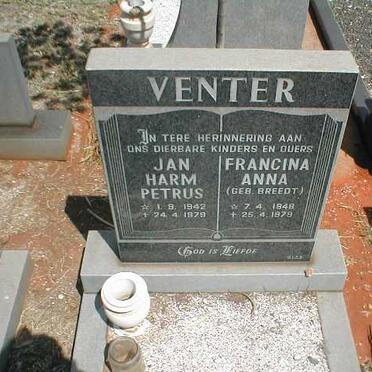VENTER Jan Harm Petrus 1942-1979 &amp; Francina Anna BREEDT 1948-1979