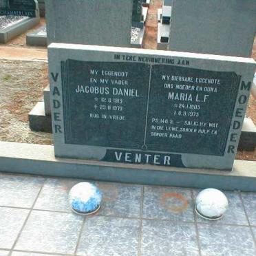 VENTER Jacobus Daniel 1919-1979 &amp; Maria L.F. 1905-1975