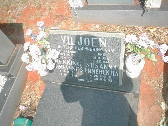 VILJOEN Hennie Johannes 1911-1978 &amp; Susanna Emmerentia 1916-1993