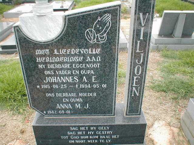 VILJOEN Johannes A.E. 1915-1994 &amp; Anna M.J. 1942-