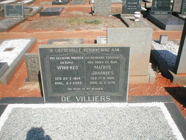 VILLIERS Mathys Johannes, de 1906-1970 &amp; Winifred 1914-2003