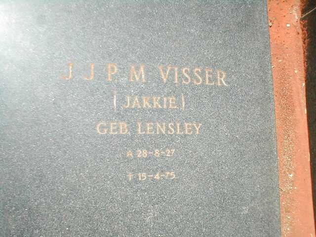 VISSER J.J.P.M. nee LENSLEY 1927-1975