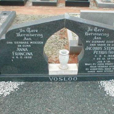 VOSLOO Jacobus Stephanus Petrus 1928-1979 &amp; Anna Francina 1932-