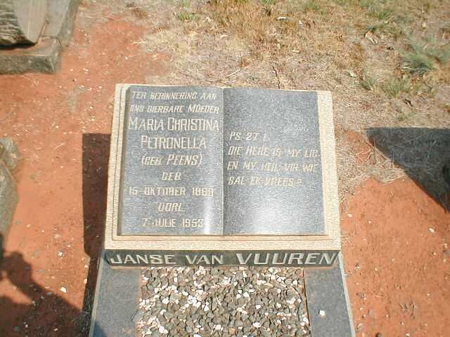 VUUREN Maria Christina Petronella, Janse van nee PEENS 1889-1953