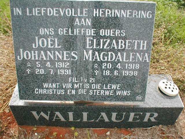WALLAUER Joël Johannes 1912-1991 &amp; Elizabeth Magdalena 1918-1998