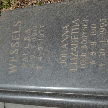 WESSELS Paul B.S. 1912-1977 &amp; Johanna Elizabetha BOOYSE 1917-1995