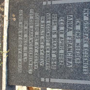 WESTHUIZEN Anna Francina, v.d. 1882-1940