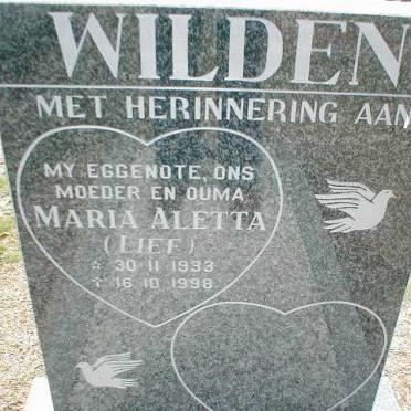 WILDEN Maria Aletta 1933-1998