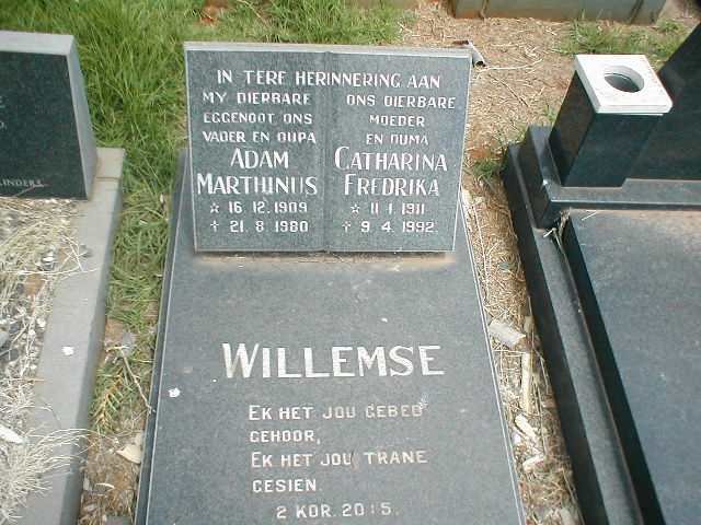 WILLEMSE Adam Marthinus 1909-1980 &amp; Catharina Fredrika 1911-1992