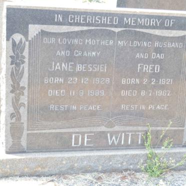 WITT Fred, de 1921-1967 &amp; Jane 1926-1989 :: DE WITT Frederick Christoffel 1948-1996 