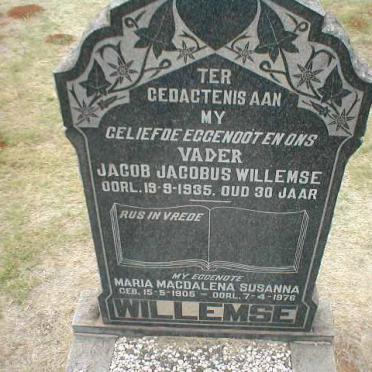 WILLEMSE Jacob Jacobus -1935 &amp; Maria Magdalena Susanna 1905-1976