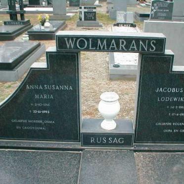 WOLMARANS Jacobus Lodewikus 1911-1989 &amp; Anna Susanna Maria 1916-1993