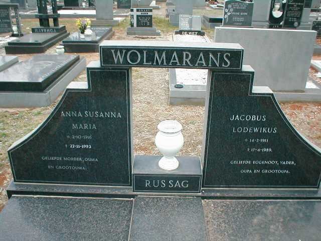 WOLMARANS Jacobus Lodewikus 1911-1989 &amp; Anna Susanna Maria 1916-1993