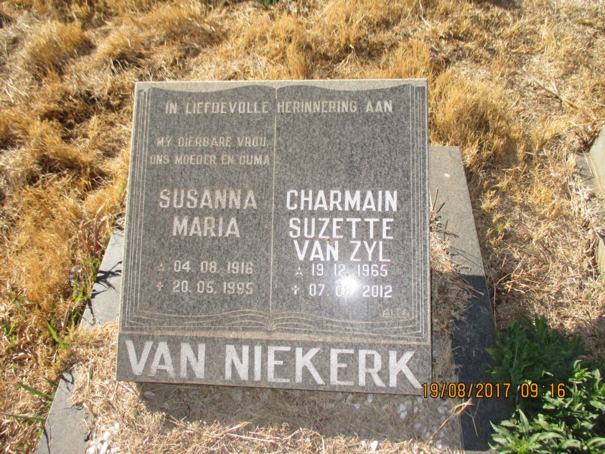 ZYL Charmain Suzette, van 1965-2012 :: VAN NIEKERK Susanna Maria 1916-1995