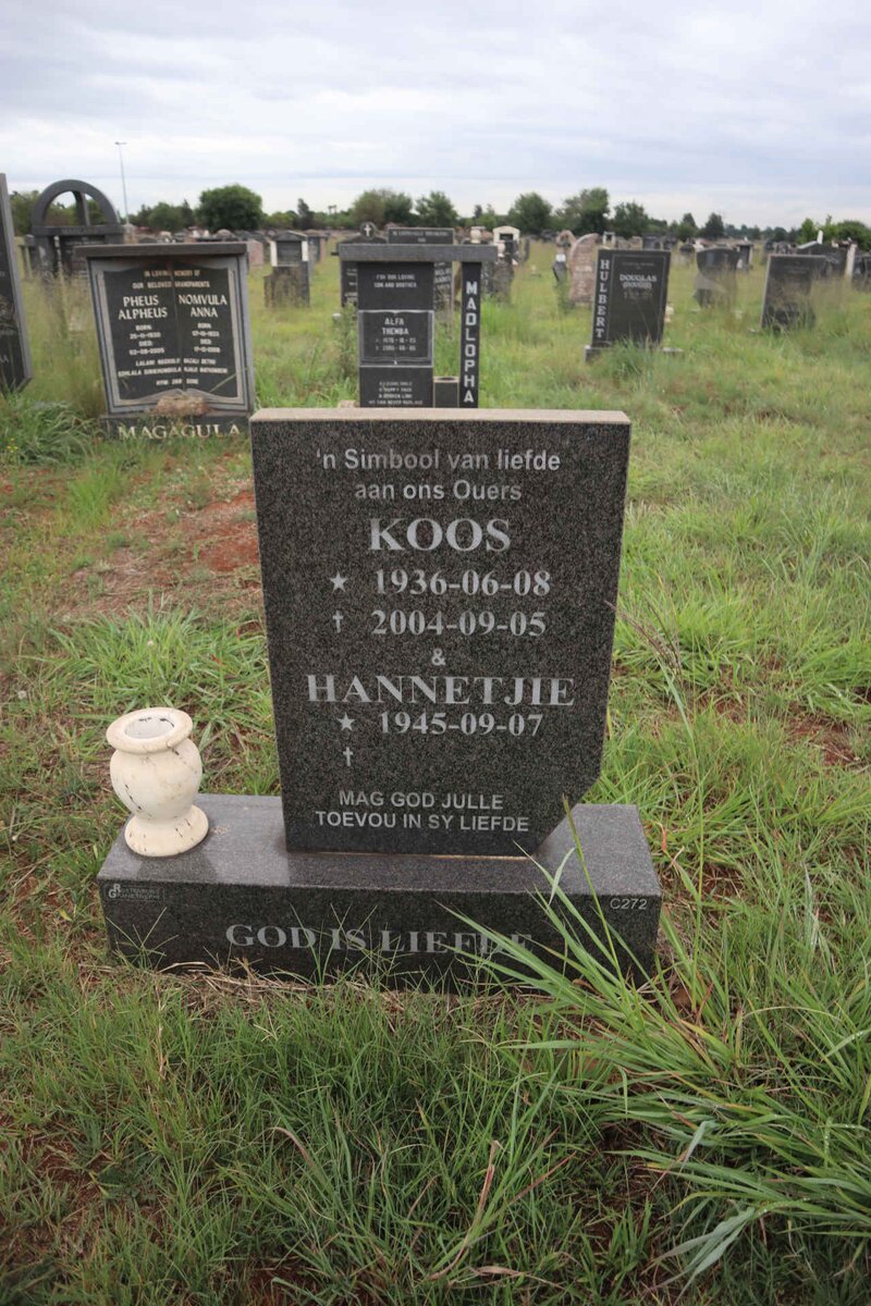 ? Koos 1936-2004 & Hannetjie 1945-