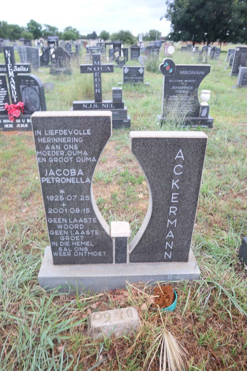 ACKERMANN Jacoba Petronella 1925-2001