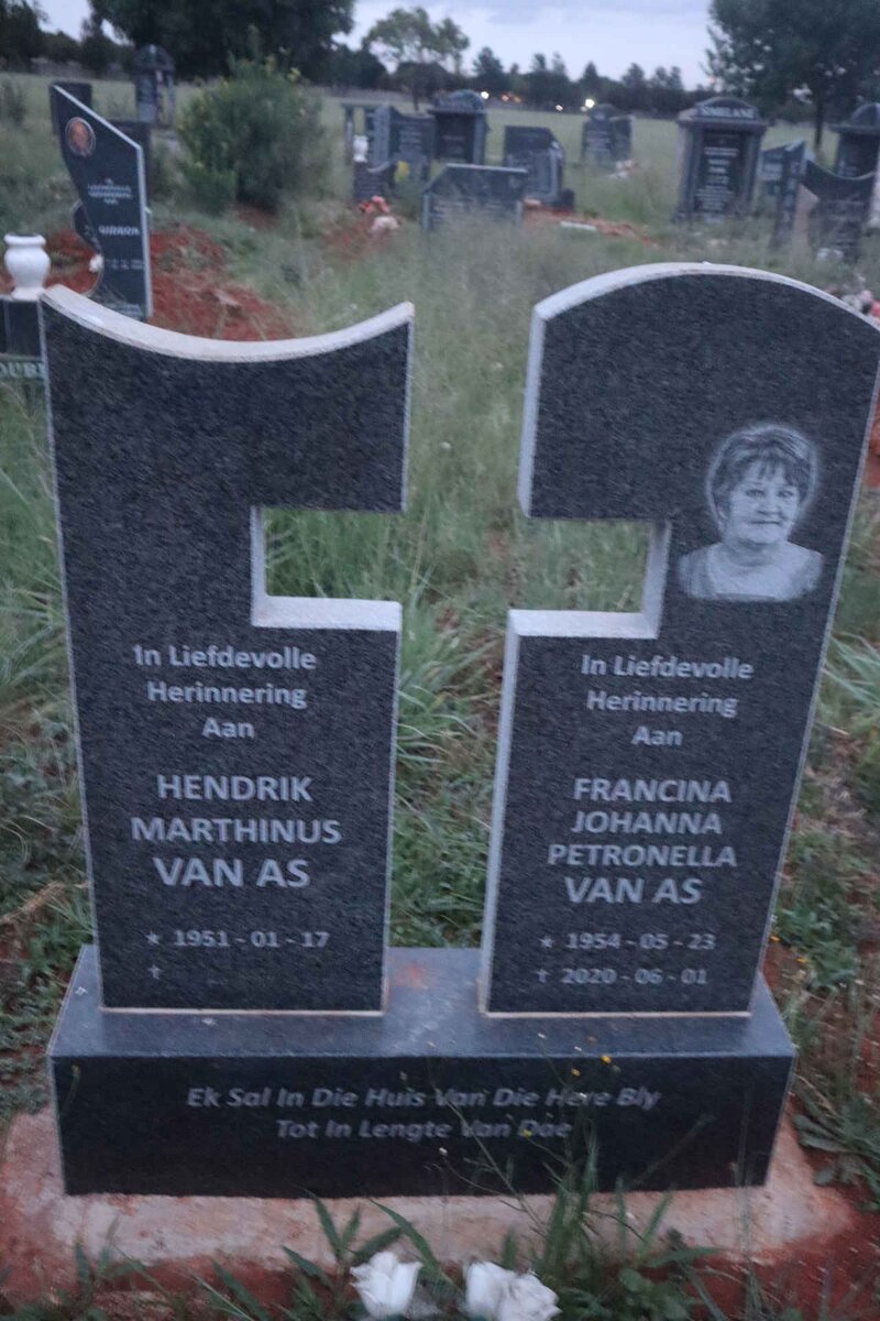 AS Hendrik Marthinus, van 1951- & Francina Johanna Petronella 1954-2020
