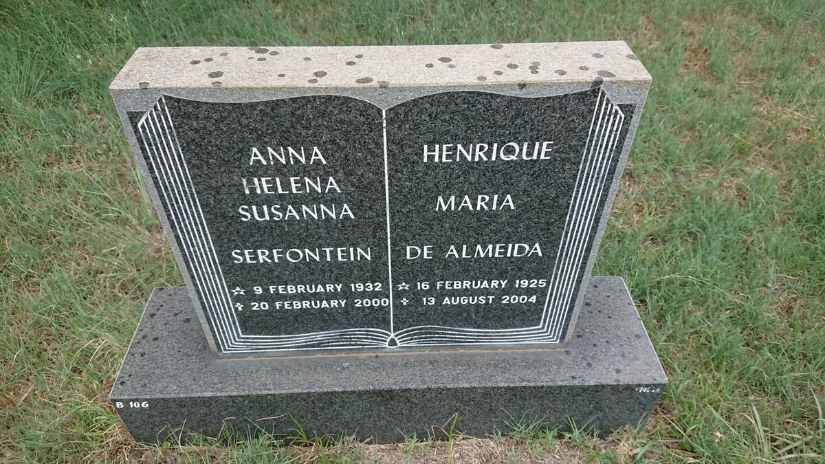 ALMEIDA Henrique Maria, de 1925-2004 & Anna Helena Susanna SERFONTEIN 1932-2000