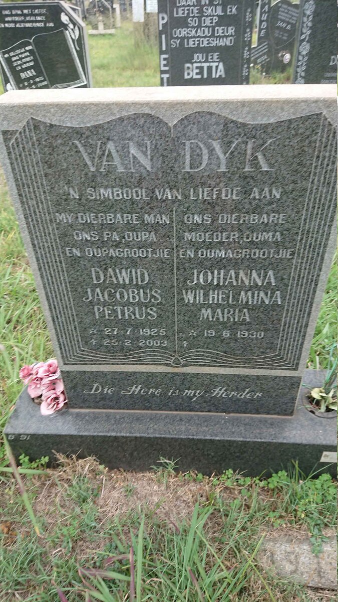 DYK Dawid Jacobus Petrus, van 1925-2003 & Johanna Wilhelmina Maria 