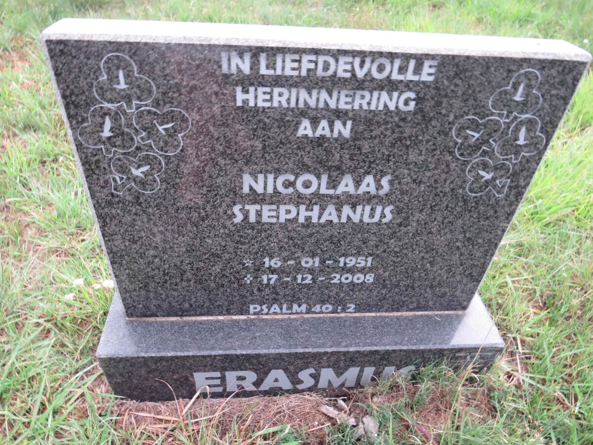 ERASMUS Nicolaas Stephanus 1951-2008