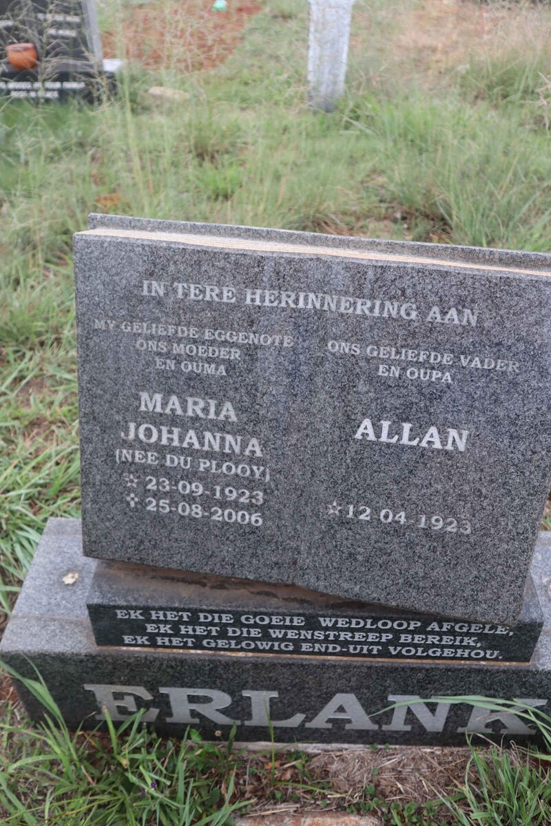 ERLANK Allan 1923- & Maria Johanna DU PLOOY 1923-2006