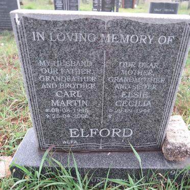 ELFORD Carl Martin 1945-2006 & Elsie Cecilia 1944-