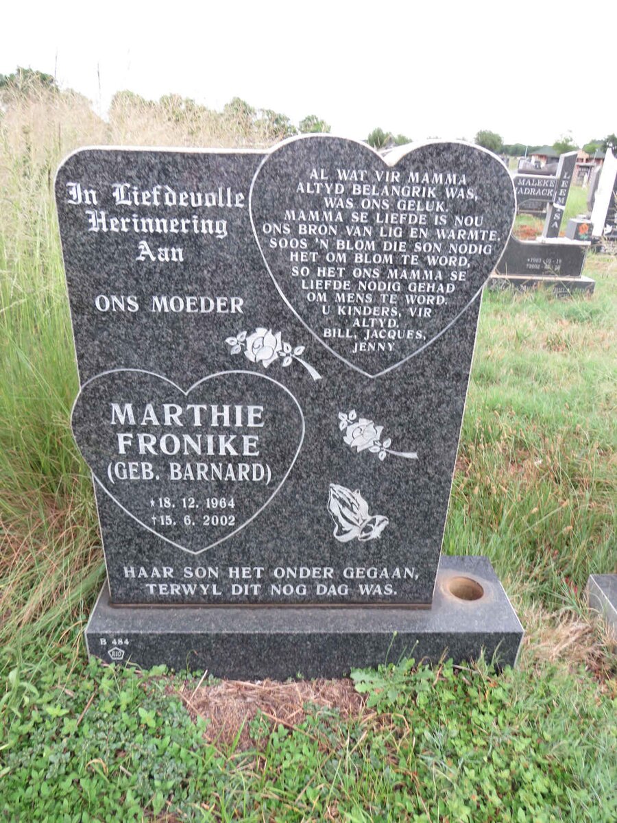 FRONIKE Marthie nee BARNARD 1964-2002