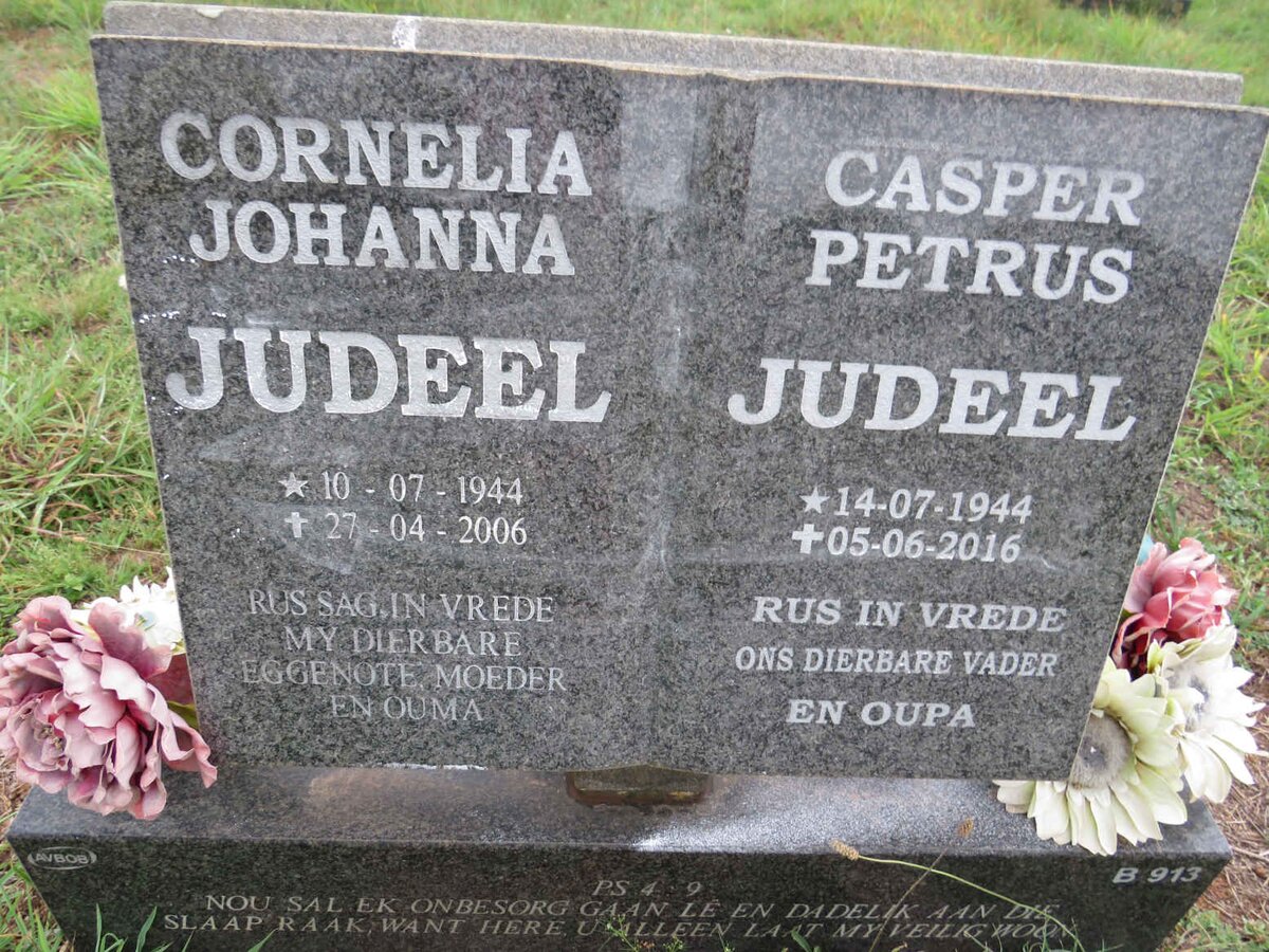 JUDEEL Casper Petrus 1944-2016 & Cornelia Johanna 1944-2006