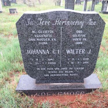 KOEKEMOER Walter J. 1939-2014 & Johanna C.I. 1941-2000