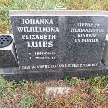 LUIES Johanna Wilhelmina Elizabeth 1947-2002