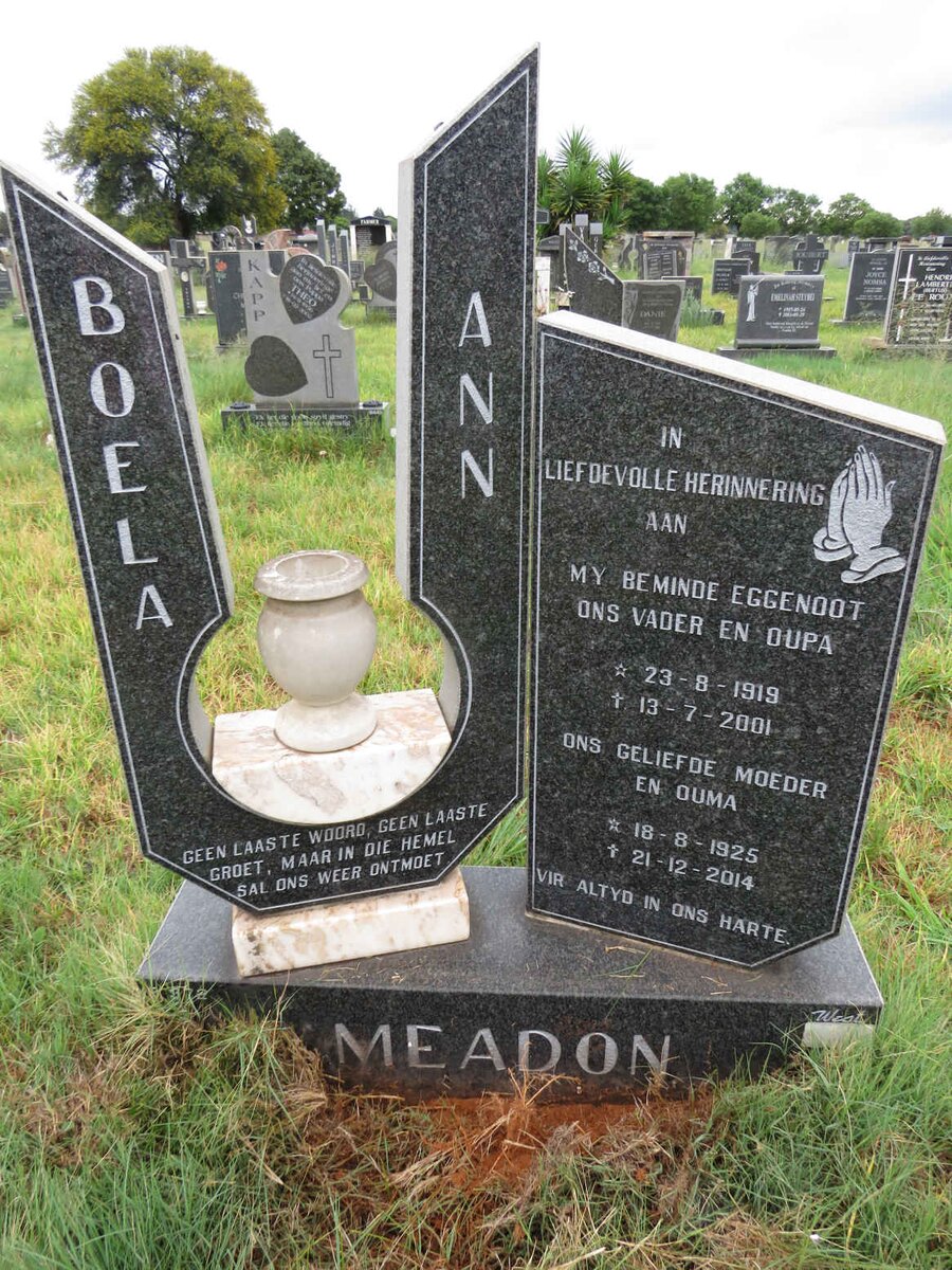 MEADON Boela 1919-2001 & Ann 1925-2014