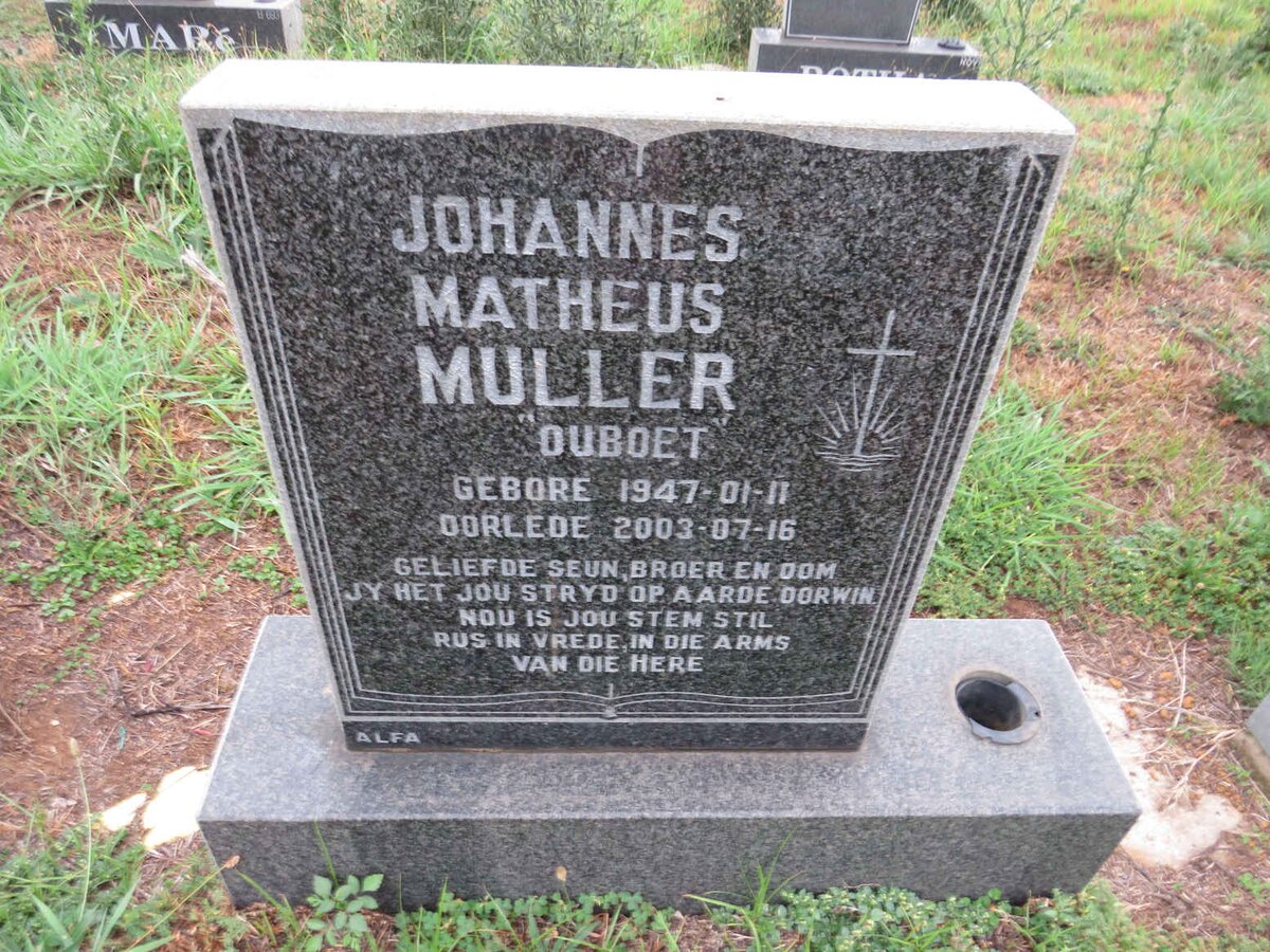 MULLER Johannes Matheus 1947-2003