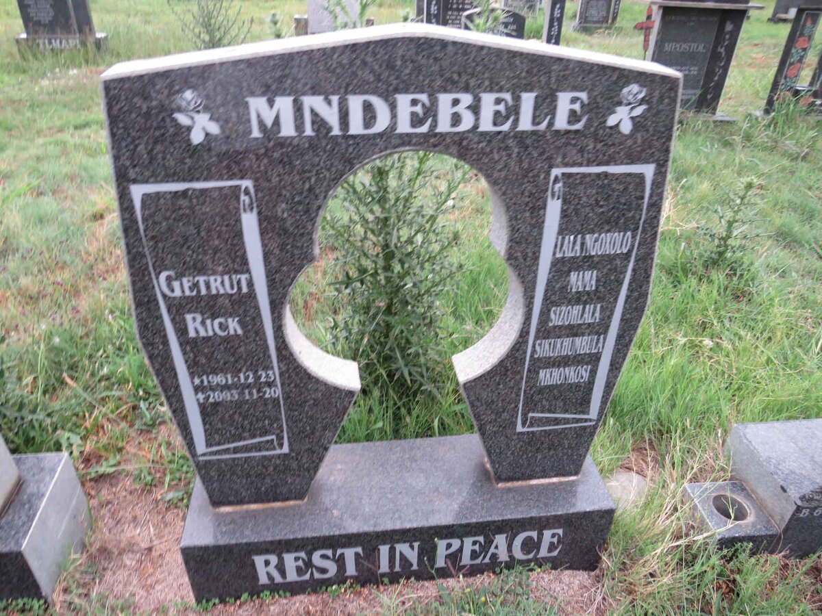 MNDEBELE Getrut Rick 1961-2003