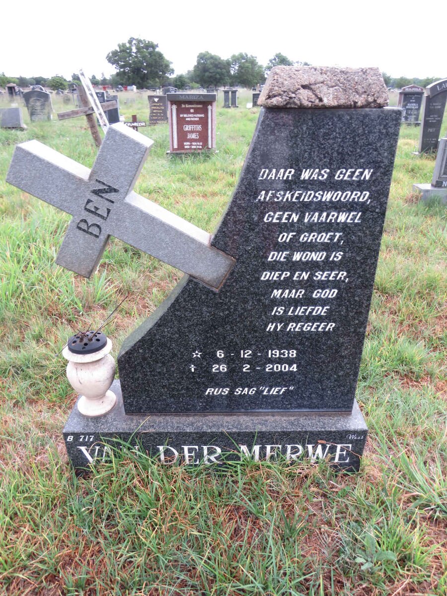 MERWE Ben, van der 1938-2004
