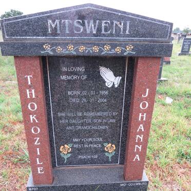 MTSWENI Thokozile Johanna 1956-2004