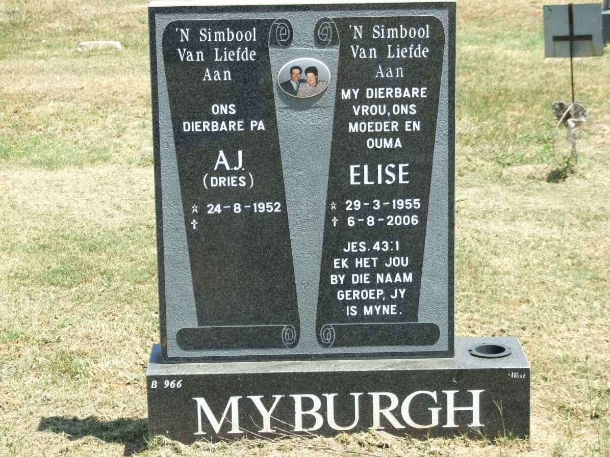 MYBURGH A.J. 1952- &amp; Elise 1955-2006