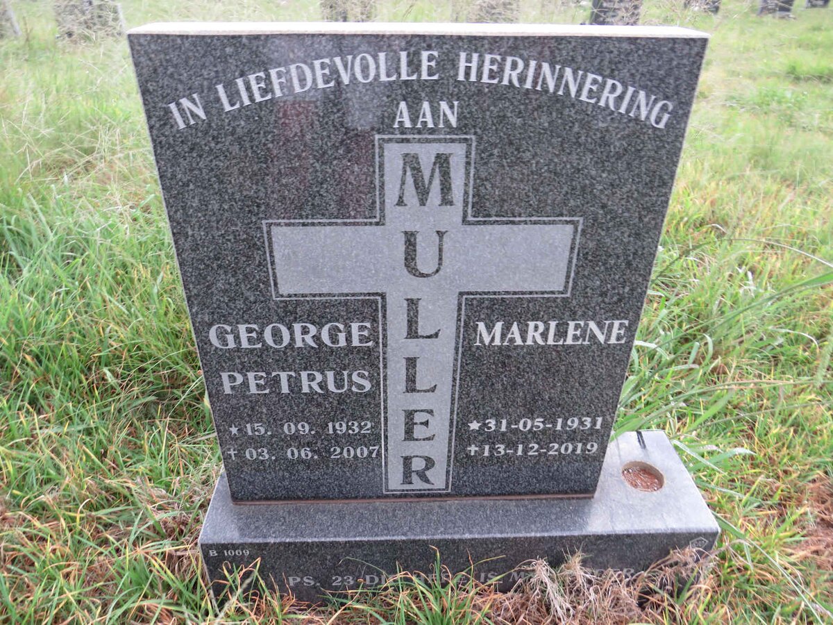 MULLER George Petrus 1932-2007 & Marlene 1931-2019