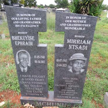 MCHUNU Bhekuyise Ephraim 1940-2003 & Mirriam Ntsadi 1943-2023
