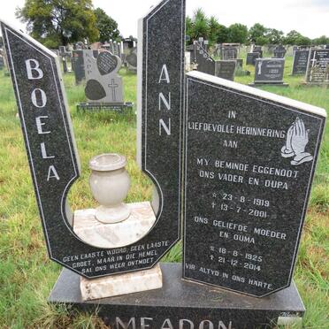 MEADON Boela 1919-2001 & Ann 1925-2014