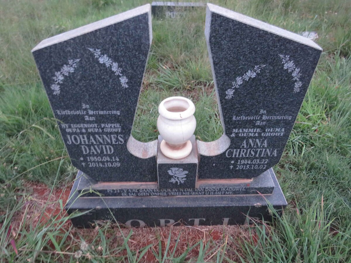 NORTJE Johannes David 1950-2014 & Anna Christina 1944-2015
