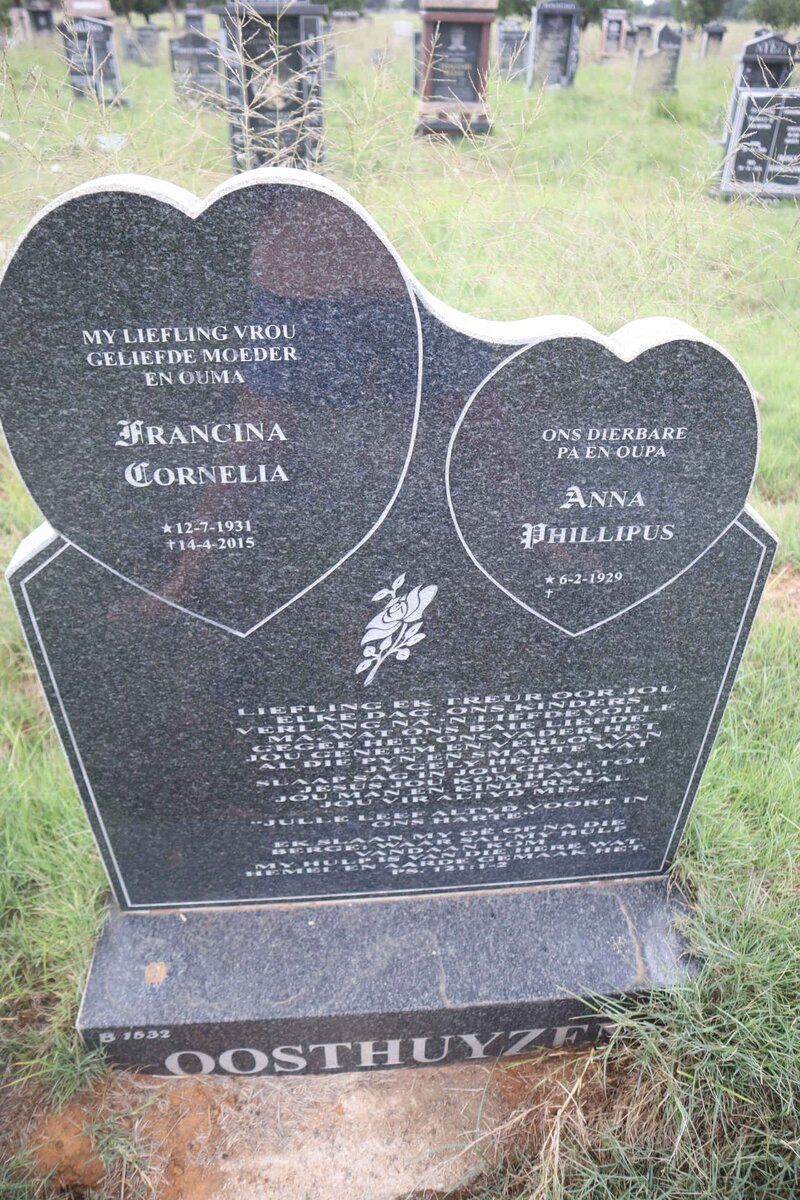 OOSTHUYZEN Anna Phillipus 1929- & Francina Cornelia 1931-2015